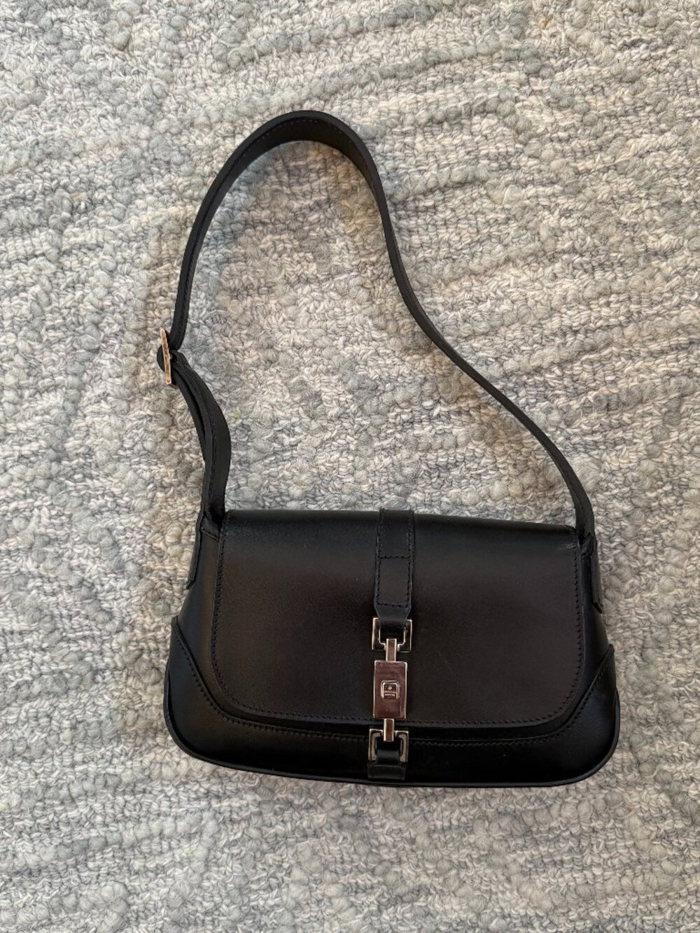 Vintage Gucci Small Black Leather Jackie Shoulder Bag